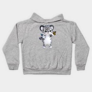 Snow White Tiger with Butterfly Kids Hoodie